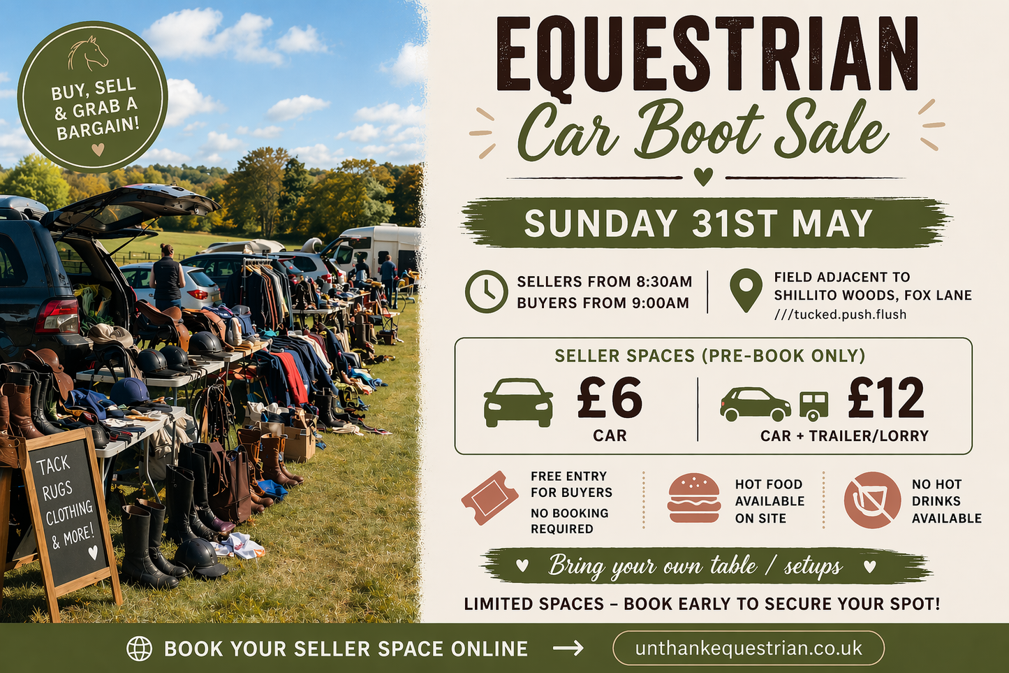 Equestrian Car Boot – Seller Space | Sunday 31st May